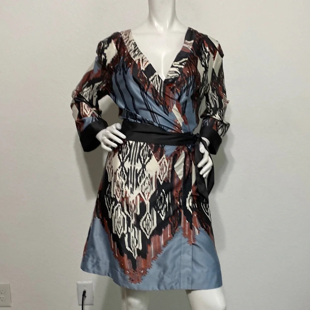 Anthropologie Eloise Aztec Southwestern Kimono Wrap Dress Size M/L